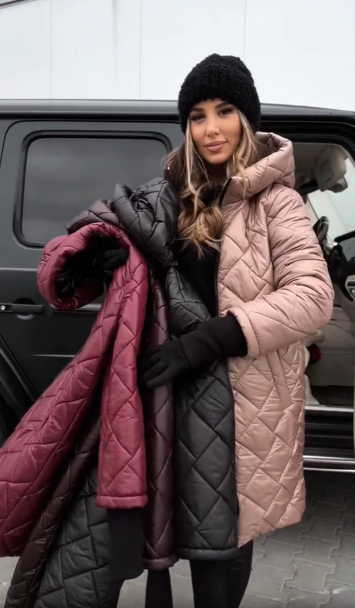 Ina | Elegant Quilted Down Jacket with Hood