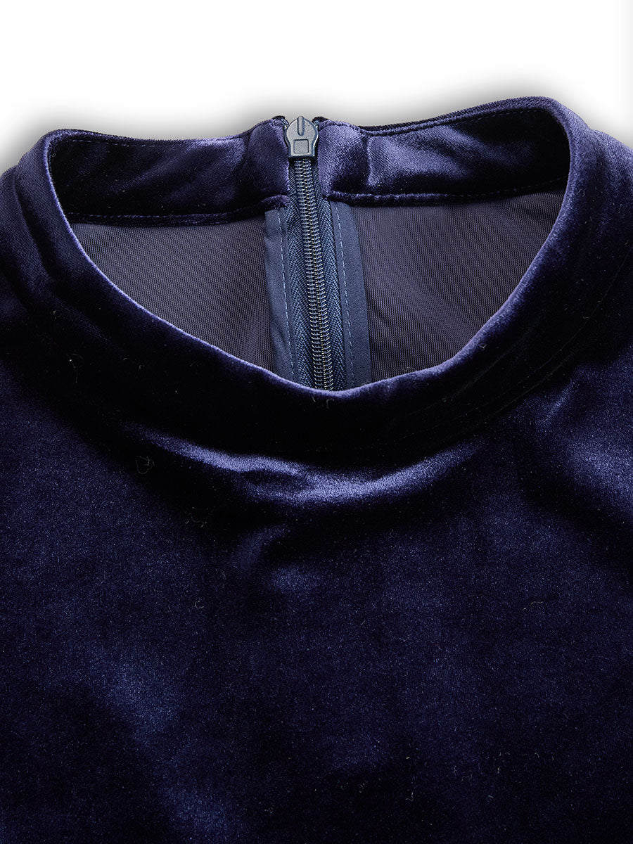 Liora™ | Navy Long-Sleeve Midi Dress