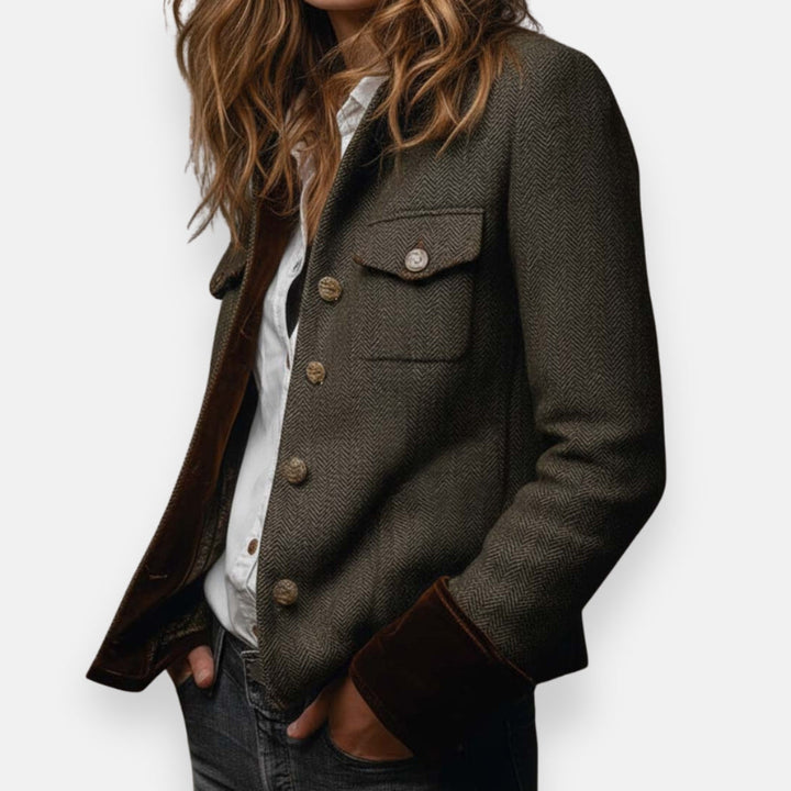 Corrie | Tweed Jacket with Velvet Details