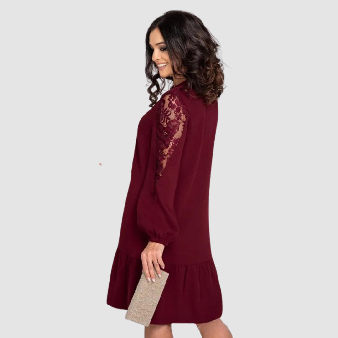 Mila™ | Lace-Sleeve Midi Dress