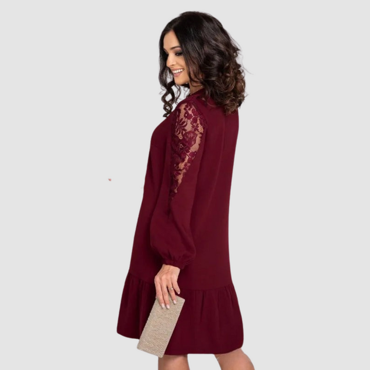 Mila™ | Lace-Sleeve Midi Dress