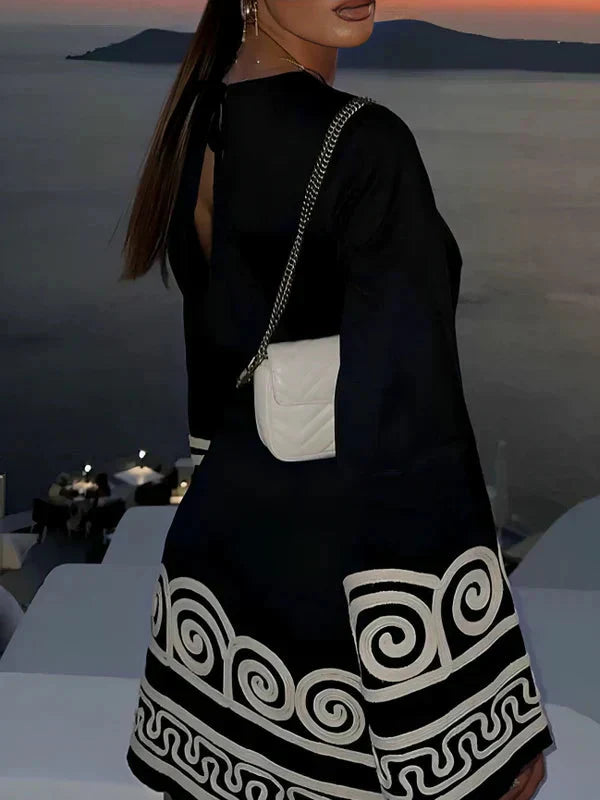 Sarah | Elegant Embroidered Print Dress