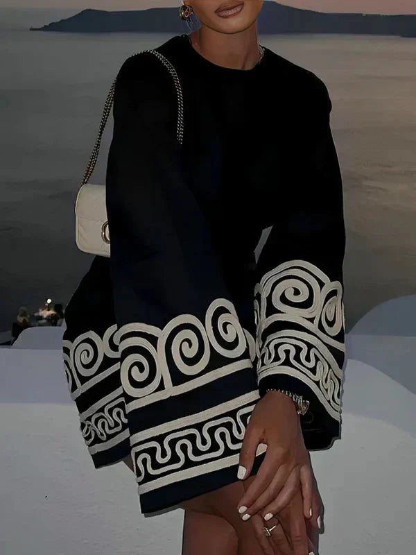 Sarah | Elegant Embroidered Print Dress