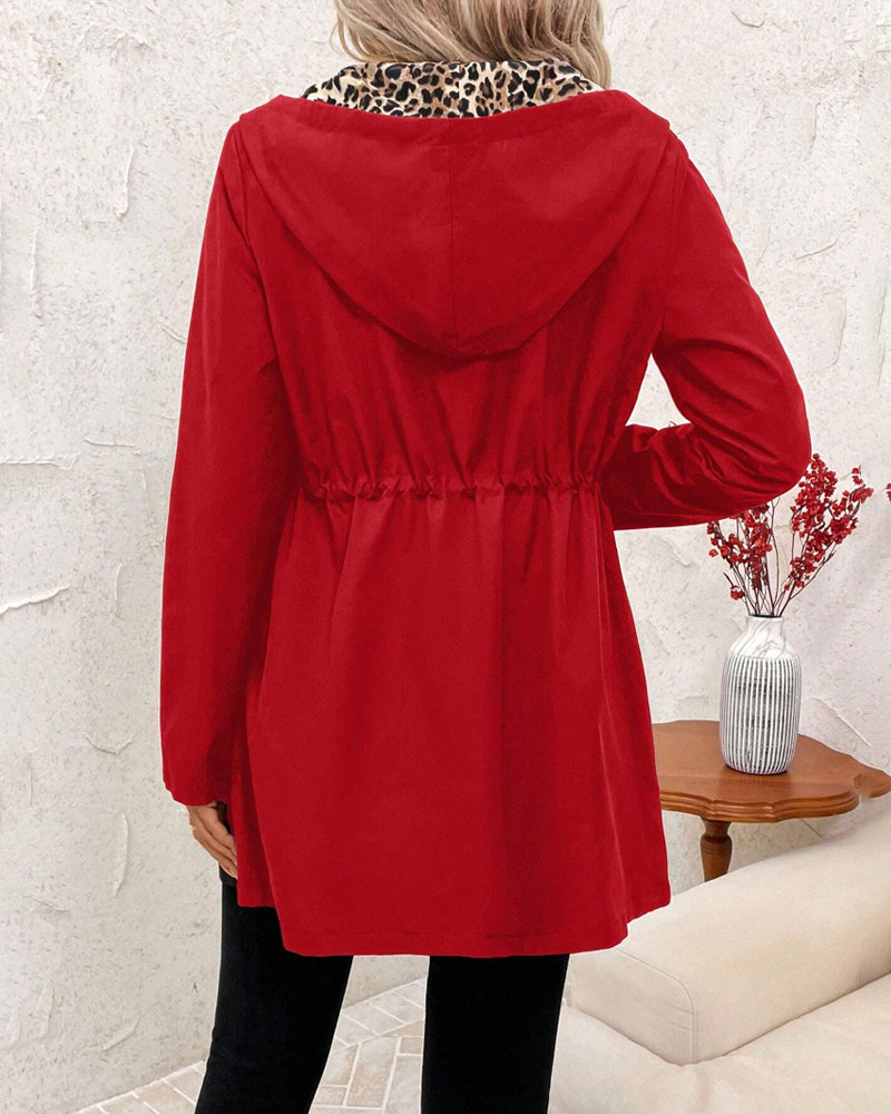 Alana | Reversible Hooded Coat with Leopard Print