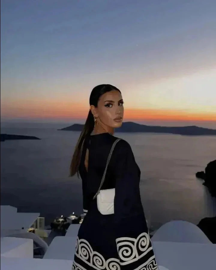 Sarah | Elegant Embroidered Print Dress