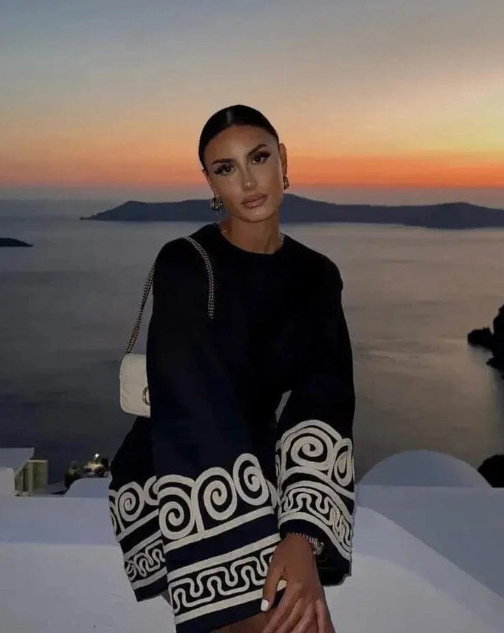 Sarah | Elegant Embroidered Print Dress